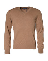 Dolce & Gabbana Brown Cashmere Knit V-neck Pullover Sweater -   -  Dolce & Gabbana.
